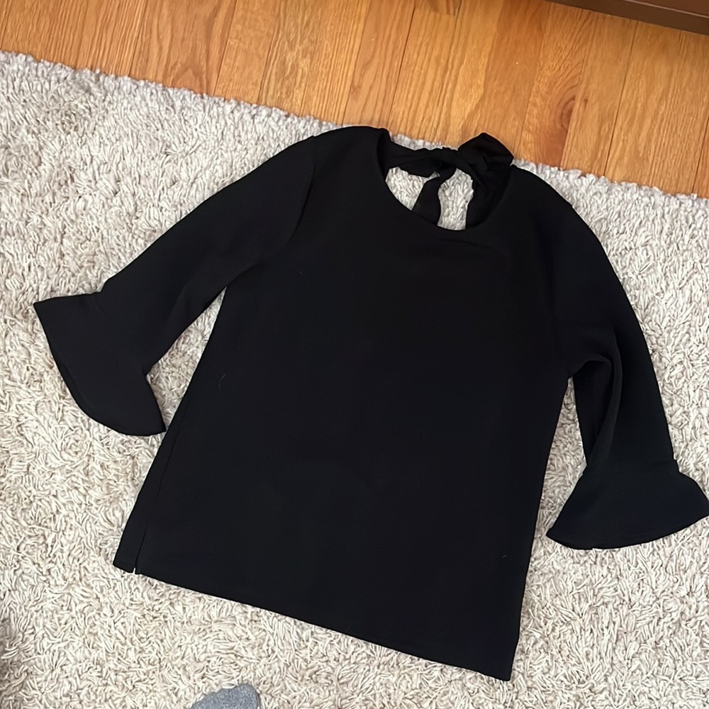 Bow detail black blouse